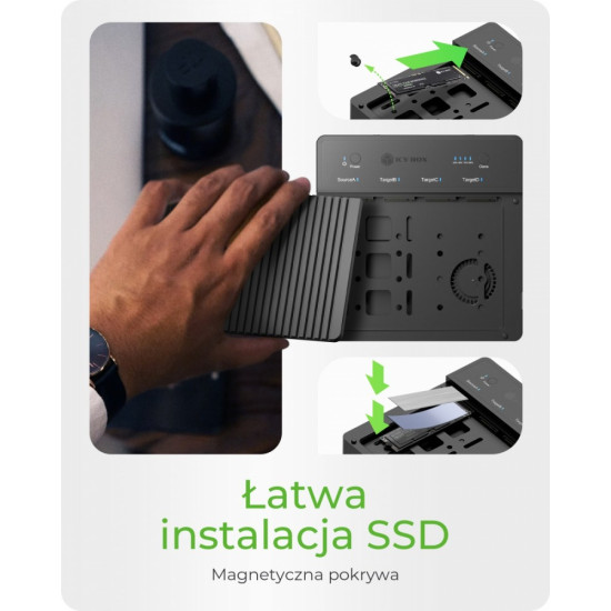 Duplicator (klonowanie 1:3) dla NVMe M.2 SSD IB-4013MCL-C4 4-Bay USB4