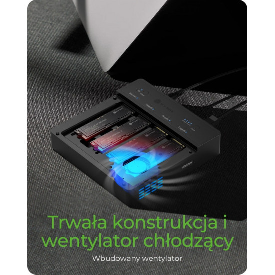 Duplicator (klonowanie 1:3) dla NVMe M.2 SSD IB-4013MCL-C4 4-Bay USB4