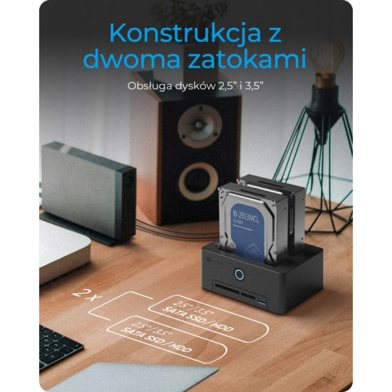 Czytnik kart IB-1233CL-CR 2x 2,5/3,5 SSD/HDD