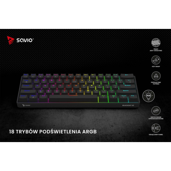 Klawiatura mechaniczna BLACKOUT X2  OUTEMU Red, Hot Swap