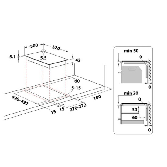 Płyta ceramiczna 2 pola WRD6030B 