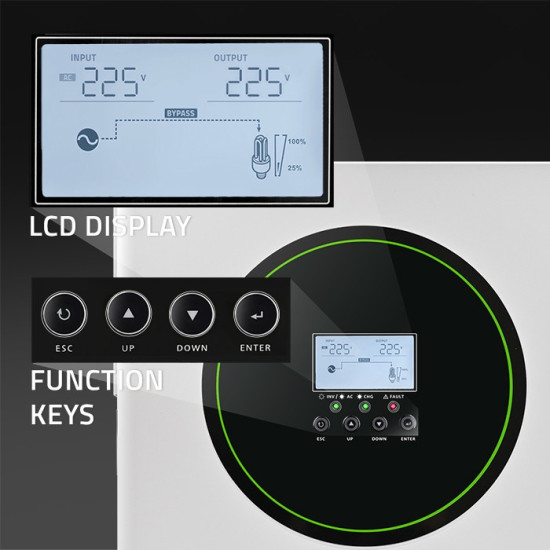 Hybrydowy Inwerter solarny Off-Grid 3500W | 100A | 24V | MPPT |  BMS | opcja Wi-Fi | Sinus | Power Factor 1.0 