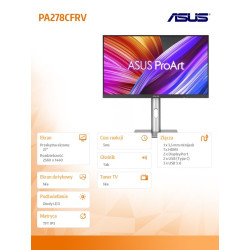 Monitor 27 cali PA278CFRV IPS QHD 100Hz HDMI DP 
