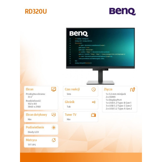 Monitor 31.5 cala RD320U 4K LED 5ms/60Hz/IPS