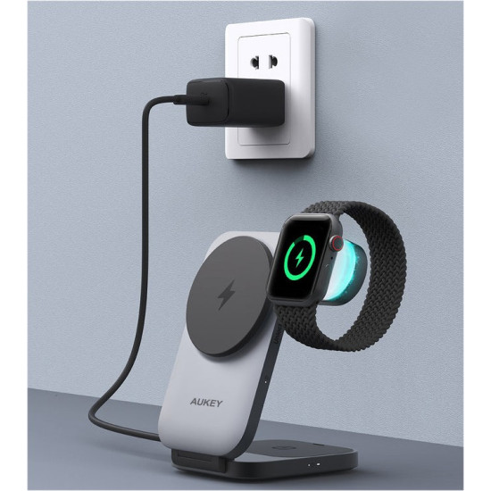 Ładowarka bezprzewodowa LC-MC312 Slim 3w1 Qi2 15W MagSafe + ładowarka PD 30W + Etui