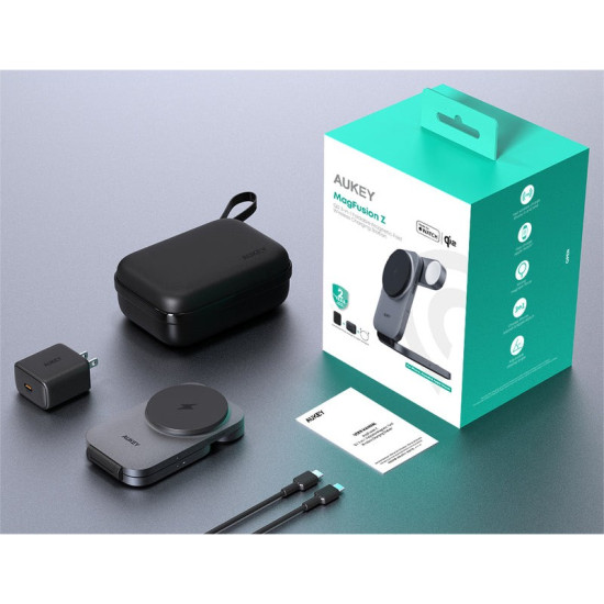 Ładowarka bezprzewodowa LC-MC312 Slim 3w1 Qi2 15W MagSafe + ładowarka PD 30W + Etui