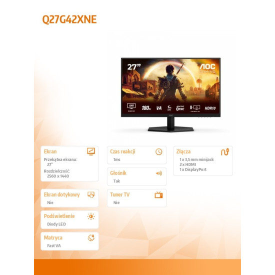 Monitor Q27G42XNE 27 cali Fast VA 180Hz HDMIx2 DP 