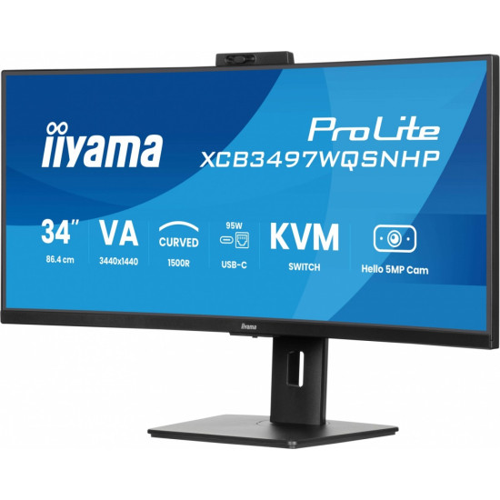 Monitor 34 cale XCB3497WQSNPH-B1,VA,UWQHD,1500R,USB-C Dock 95W, RJ45, KVM,2x5W, kamera 5MP, /5y/