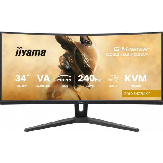 Monitor G-Master 34 cale GCB3486WQSCP-B1,VA,UWQHD,240HZ,1500R,500cd,21:9,     USB-C dock 95W, RJ45, 2x5W