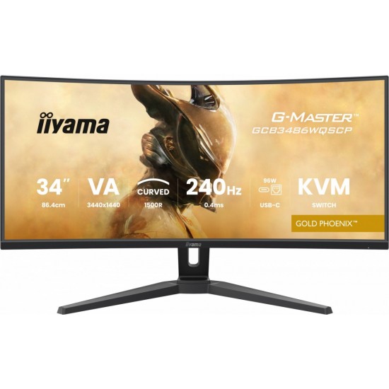 Monitor G-Master 34 cale GCB3486WQSCP-B1,VA,UWQHD,240HZ,1500R,500cd,21:9,     USB-C dock 95W, RJ45, 2x5W