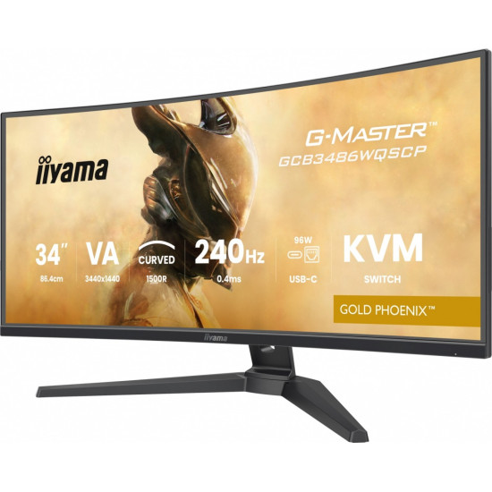 Monitor G-Master 34 cale GCB3486WQSCP-B1,VA,UWQHD,240HZ,1500R,500cd,21:9,     USB-C dock 95W, RJ45, 2x5W