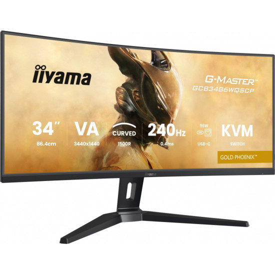 Monitor G-Master 34 cale GCB3486WQSCP-B1,VA,UWQHD,240HZ,1500R,500cd,21:9,     USB-C dock 95W, RJ45, 2x5W