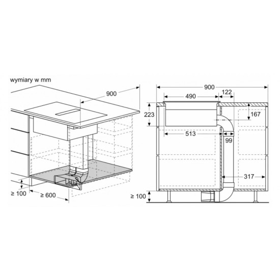 Płyta indukcyjna z wbudowanym wyciągiem PVS611B16E