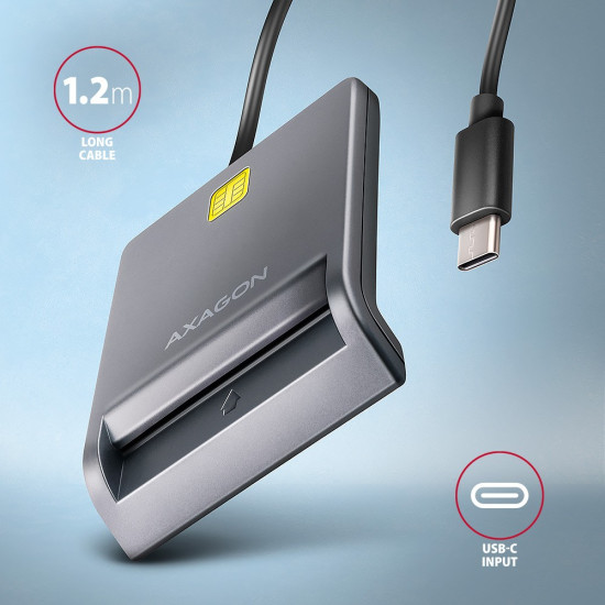 Czytnik kart identyfikacyjnych CRE-SM3TC  USB-C, 1.2m kabel