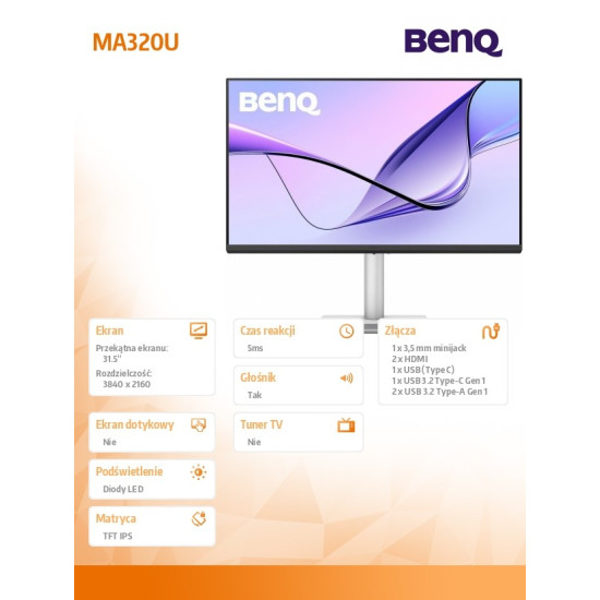 Monitor 31.5 cala MA320U 4K LED 5ms/60Hz/IPS