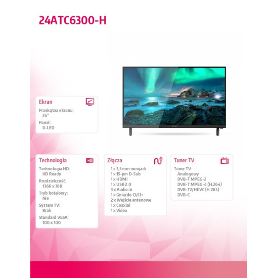 Telewizor LED 24 cale 24ATC6300-H