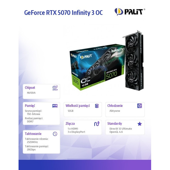Karta graficzna GeForce RTX 5070 INFINITY 3 OC 12GB GDDR7 192bit