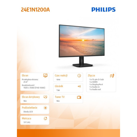 Monitor 24E1N1200A IPS 100Hz HDMI DP VGA Głośniki