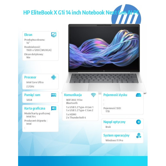 Notebook EliteBook X G1i U7 268V 1TB/32GB/W11P/14 B9ZY3ET