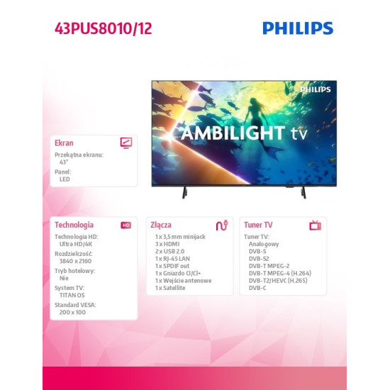 Telewizor LED 43 cale 43PUS8010/12