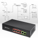 Przełącznik sieciowy SWITCH FAST ETHERNET PoE 4x RJ45 PoE 1x RJ45Uplink 1x SFP | 65W | 1000 Mb/s 