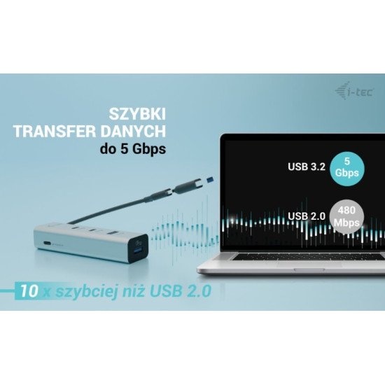 Uniwersalny metalowy ładujący HUB 2xUSB-C/2xUSB-A PD 85W 