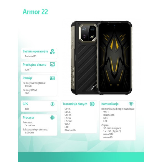 Smartfon Armor 22 4G 8/128GB IP69K Czarny 