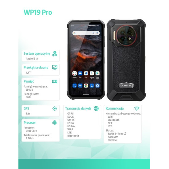 Smartfon WP19 Pro 8/256 GB czarny 