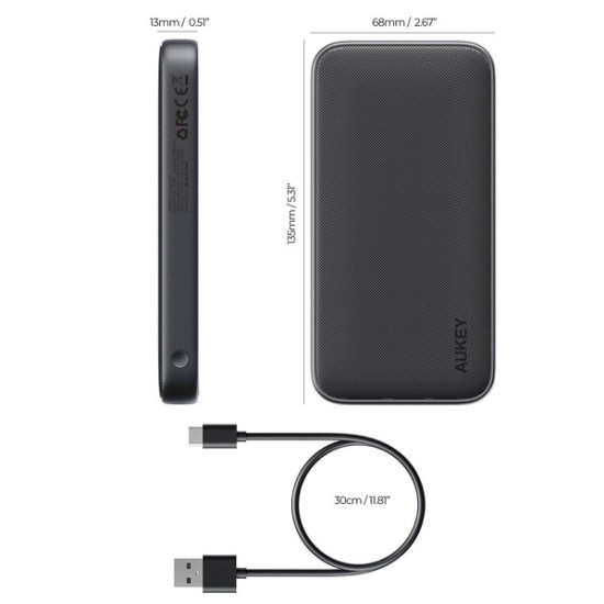 PB-Y46 Power Bank | 10000 mAh | 15W | 2xUSB | LED | kabel USB-C 