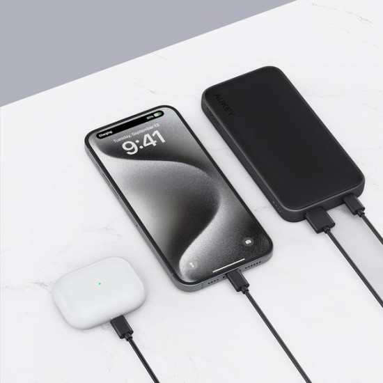PB-Y46 Power Bank | 10000 mAh | 15W | 2xUSB | LED | kabel USB-C 