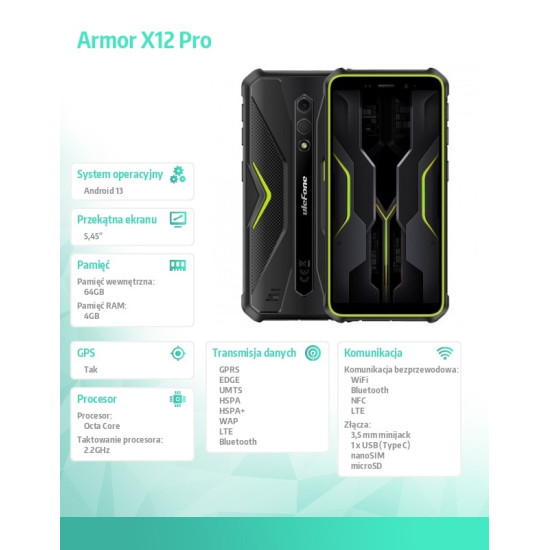 Smartfon Armor X12 Pro 4G 4/64GB Zielony 
