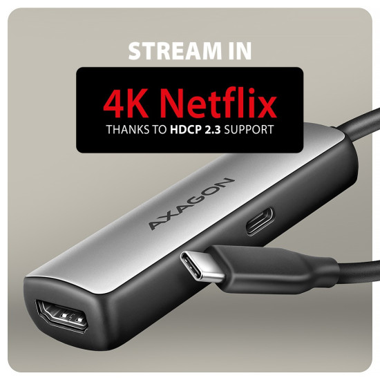 RVC-HI8KPD Adapter aktywny USB-C -> HDMI 8K/60Hz, Aluminum, PD100W, 16cm kabel