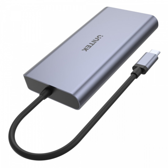 HUB USB-C 2x USB 3.1, HDMI 2.0, DP 1.4, RJ45, SD, PD 100W; D1056A 