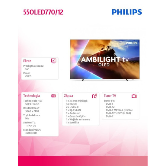 Telewizor OLED 55 cali 55OLED770/12