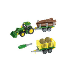 Traktor John Deere do skręcania z 2 przyczepami