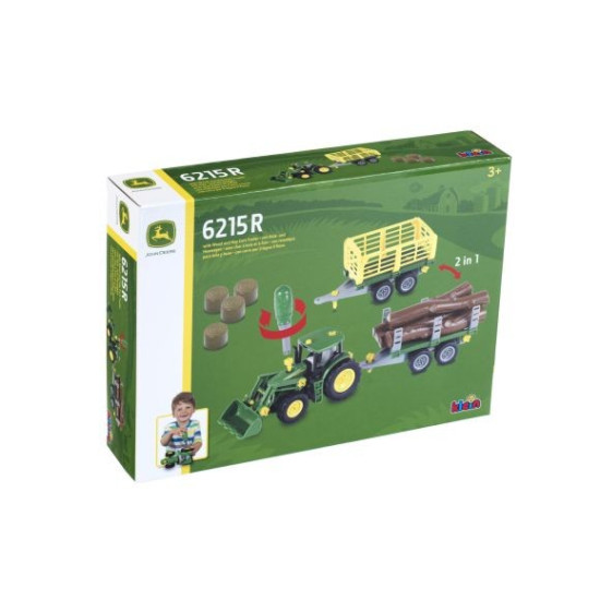 Traktor John Deere do skręcania z 2 przyczepami