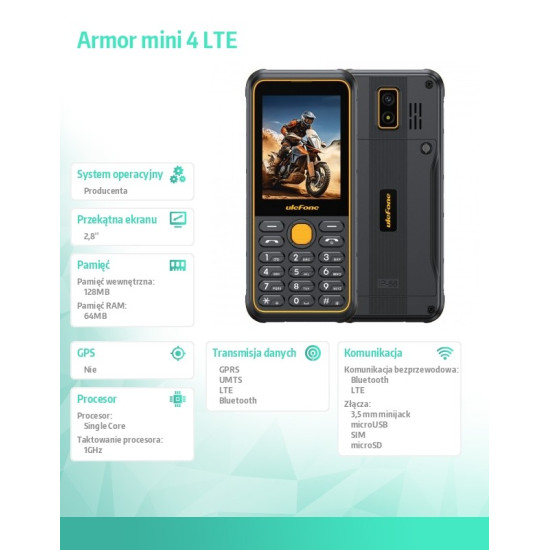 Telefon Armor Mini 4 LTE czarny 