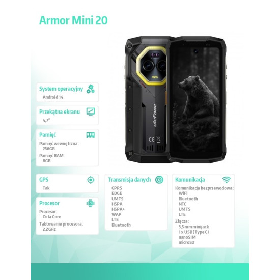 Smartfon Armor Mini 20 8/256GB czarny 