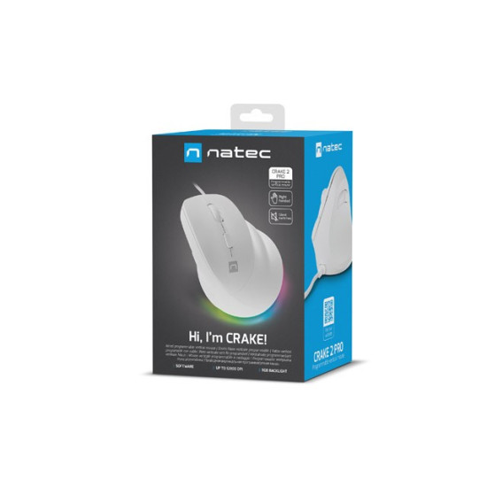 Mysz wertykalna NATEC CRAKE 2 PRO 128000DPI optyczna biała 