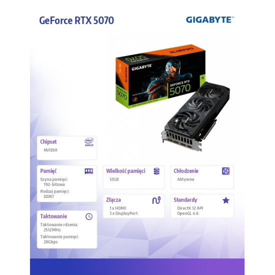 Karta graficzna RTX 5070 WINDFORCE SFF 12G 192BIT GDDR7 3DP/HDM 