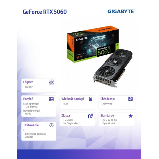 Karta graficzna GeForce RTX 5060 GAMING OC 8G GDDR7 3DP/HDMI