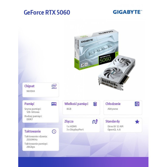 Karta graficzna GeForce RTX 5060 EAGLE OC ICE 8G GDDR7 3DP/HDMI