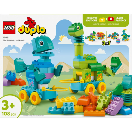 Klocki DUPLO 10451 3 w 1 Dinozaury na kółkach 