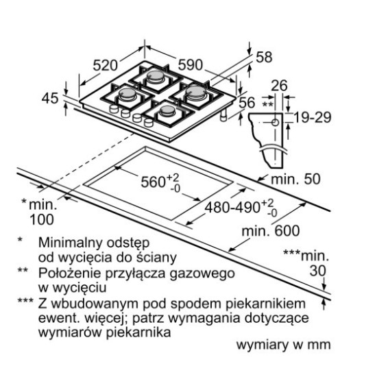 Płyta gazowa szklana PPP6A2I40