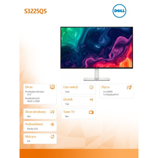 Monitor S3225QS 31.5 cala VA 4K/HDMI/DP/Głośniki/3Y