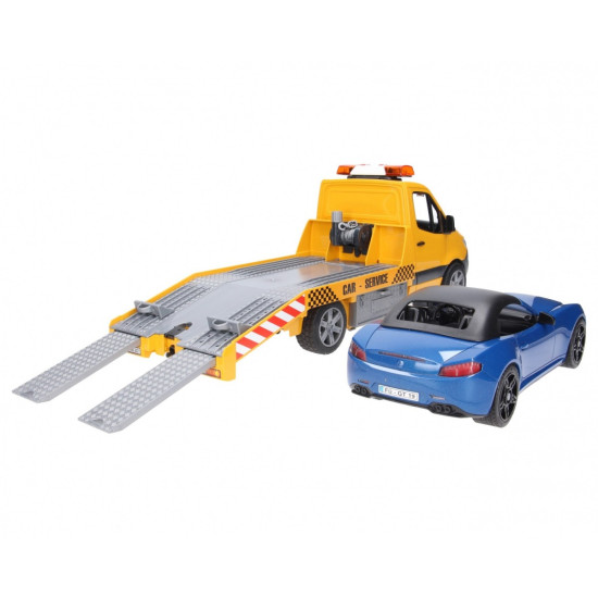 Pojazd Mercedes Sprinter laweta pomocy drogowej z modułem świetlno-dźwiękowym