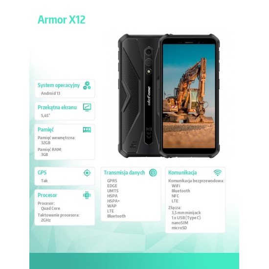 Smartfon Armor X12 3GB/32GB Czarny 