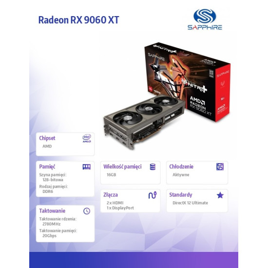 Karta graficzna Radeon RX 9060 XT NITRO+ 16GB GDDR6 128bit DP/2HDMI