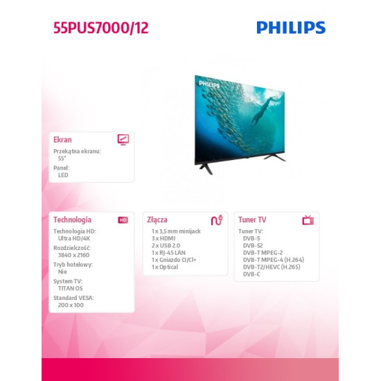 Telewizor LED 55 cali 55PUS7000/12