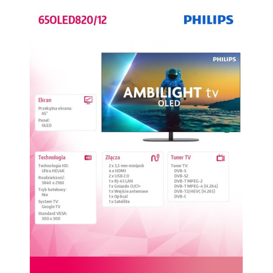 Telewizor OLED 65 cali 65OLED820/12